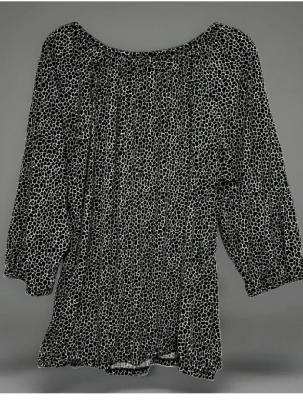 Michael Kors Blouse Women’s Black White Print Scoop Neck 3/4 Sleeve 1X